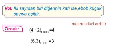 İki Doğal Sayının En Büyük Ortak Böleni (EBOB) Konu Anlatımı-2
