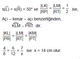 Kenar – Açı – Kenar (K.A.K) Benzerliği örnek çözümü