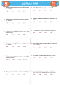 8.Sınıf Matematik Pozitif Tam Sayıların Çarpanları Testi indir