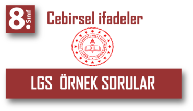 LGS Örnek Sorular-Cebirsel İfadeler (2019-2020 Dahil hepsi bir arada)