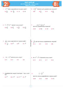 8.Sınıf Negatif Üs Testi İndir 1.sayfa önizleme
