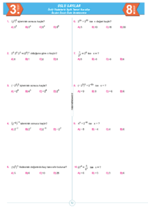 8.Sınıf Üssün Üssü-Üslü Denklemler Testi İndir önizleme 1