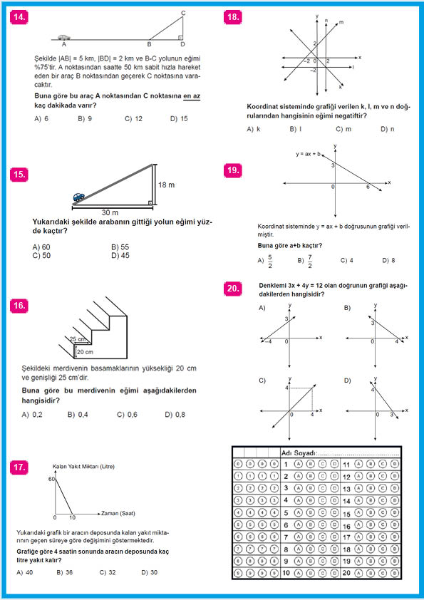 8 Sinif Dogrusal Denklemler Kazanim Kontrol Testi Matematikci Web Tr