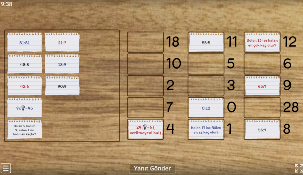 5.Sınıf Çarpma Bölme Eşleştirme Oyunu