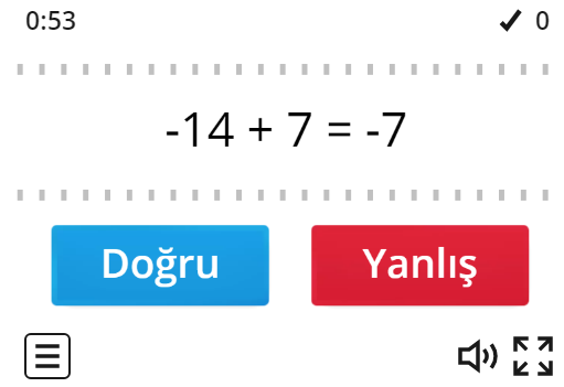 7.Sınıf Tam Sayılarda Toplama Çıkarma Oyunu