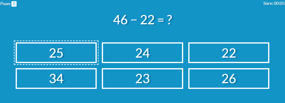 5.Sınıf Çıkarma İşlemi Oyunu