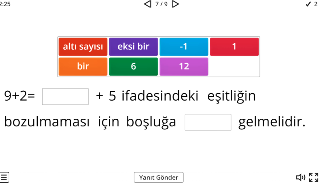 7.Sınıf Eşitlik ve Denklem Oyunu
