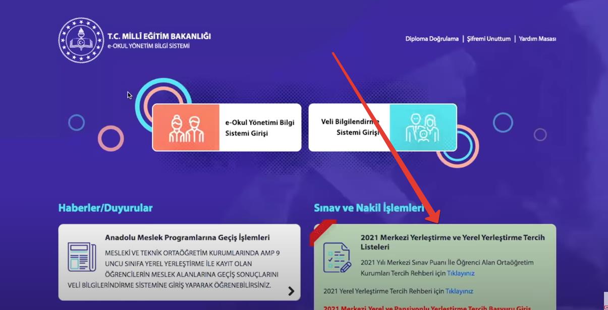 LGS tercih ekranı 2022